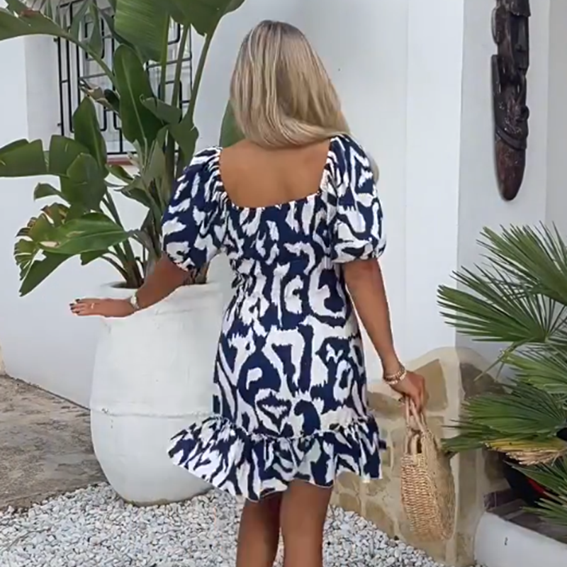 🎀Eleganta sieviešu kleita ar volāniem un apdruku