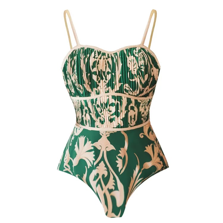 Floral Print Flared Skirt Swimsuit Set New