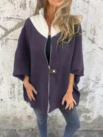 Giacca casual con collo alto e mezza zip