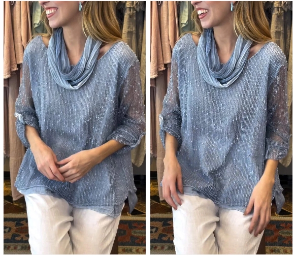 Top casual da donna a maniche lunghe in tinta unita