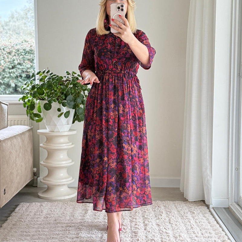 🌈Vestido longo feminino elegante, estampado, solto e arejado