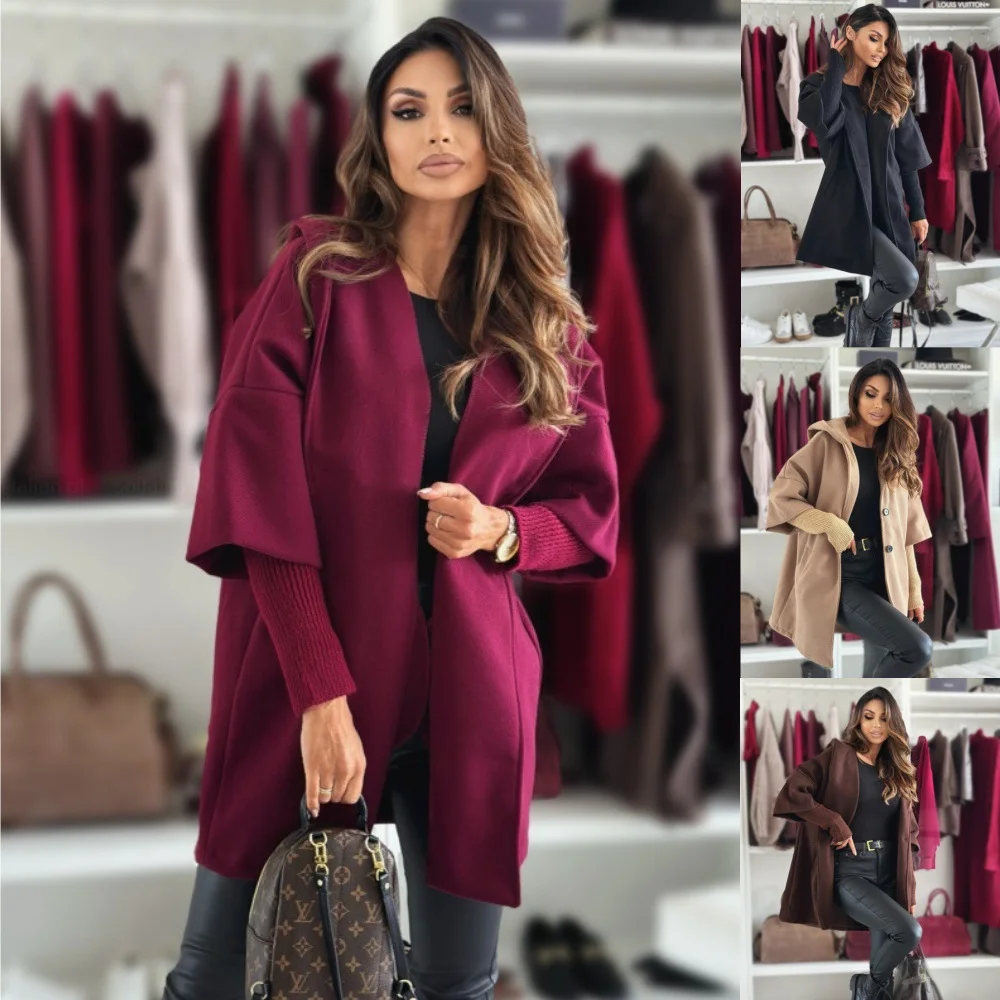 Elegantna ženska čvrsta jakna s kapuljačom
