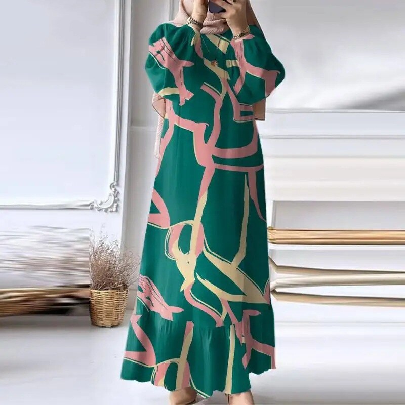 Vestido longo elegante com estampa exclusiva