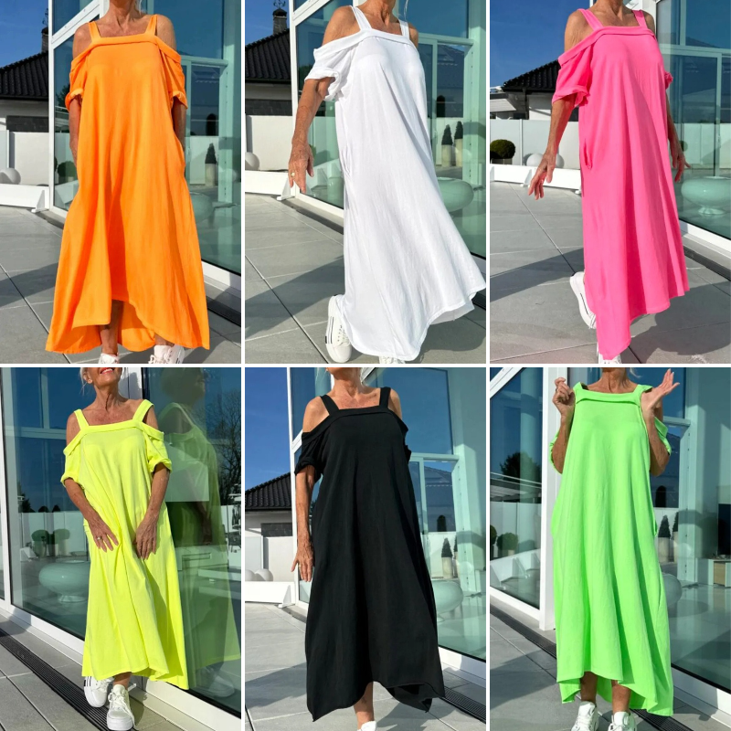 🔥👗Vestido longo feminino ombro a ombro