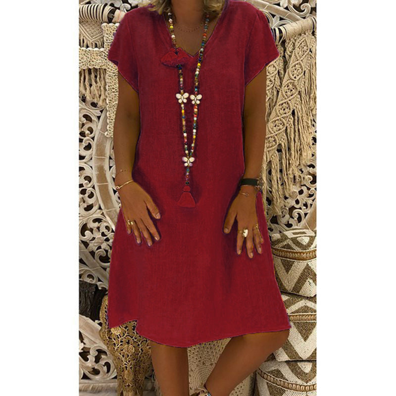 🔥2024 novo vestido midi casual com decote em V
