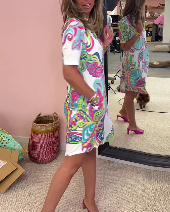 Vestido justo com estampa