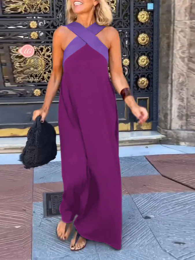 🌸Proljetne akcije🌸 Elegantna lepršava haljina bez rukava s križnim izrezom