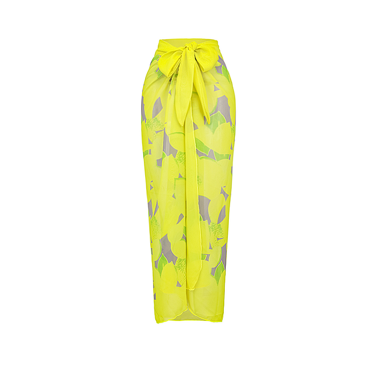 Ruffled Strap Lemon Print One Piece Swimsuit and Sarong 💕