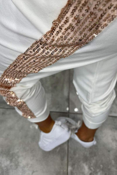 Abito casual da donna con paillettes lunghe con cappuccio
