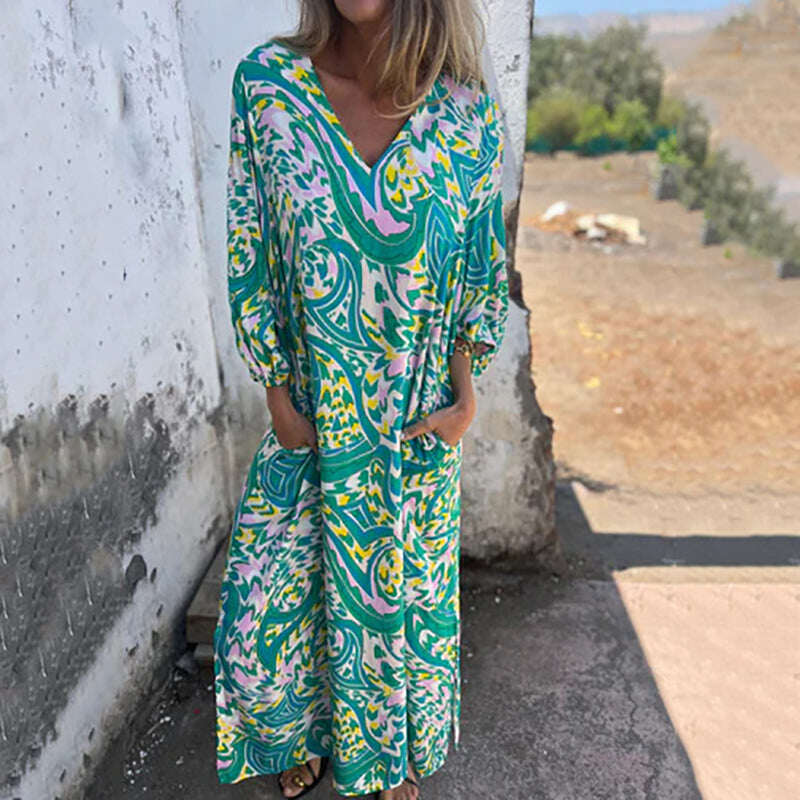 Vestido longo com decote em V 2025 para primavera/verão
