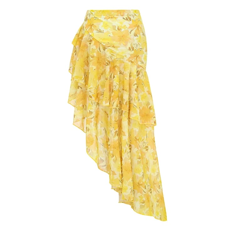 💖 Appliques Yellow Lily Floral Print One Piece Swimsuit Set