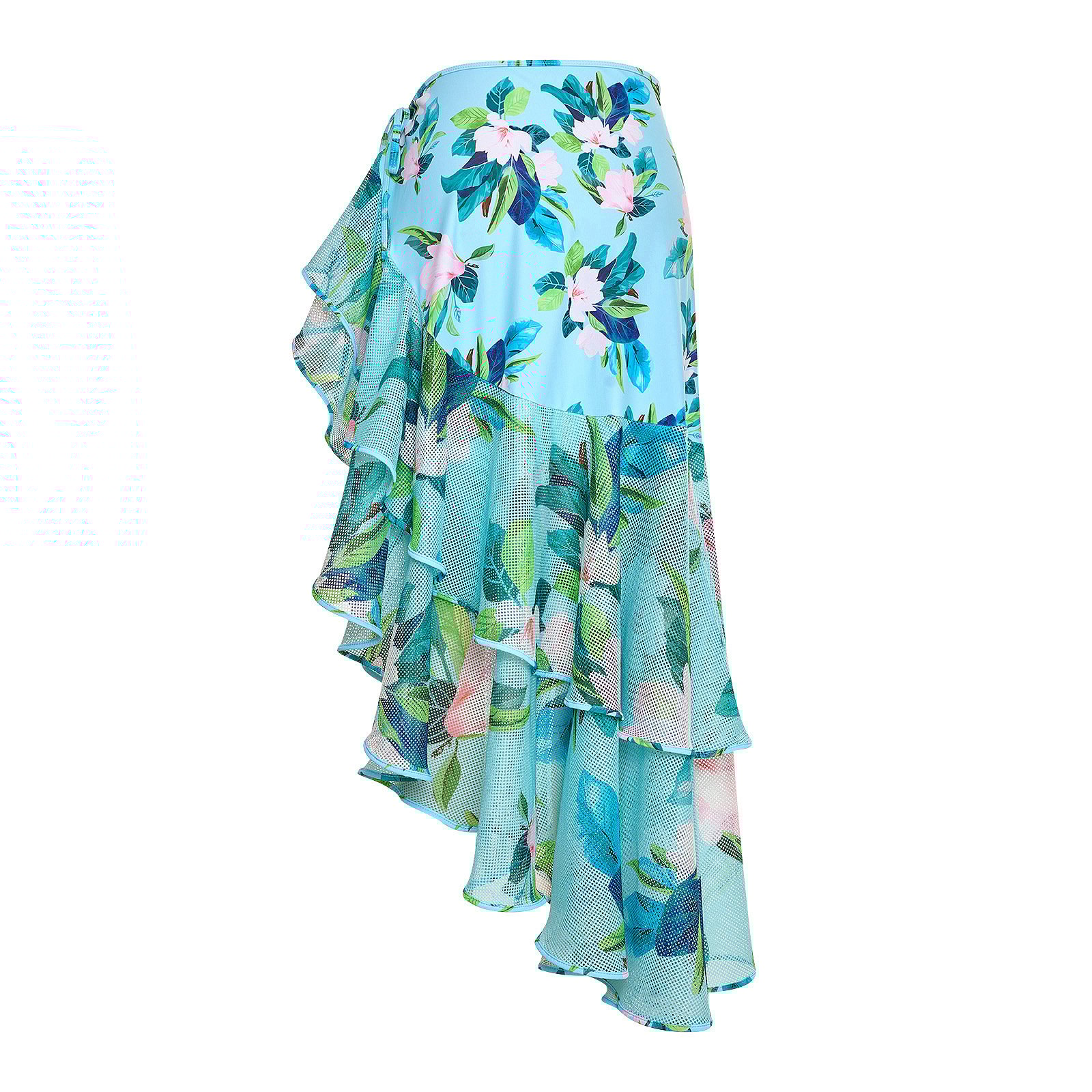 💖 Unique and Elegant 👙 V Neck Floral Printed  Ruffled Wrap Skirt Swimsuit Set