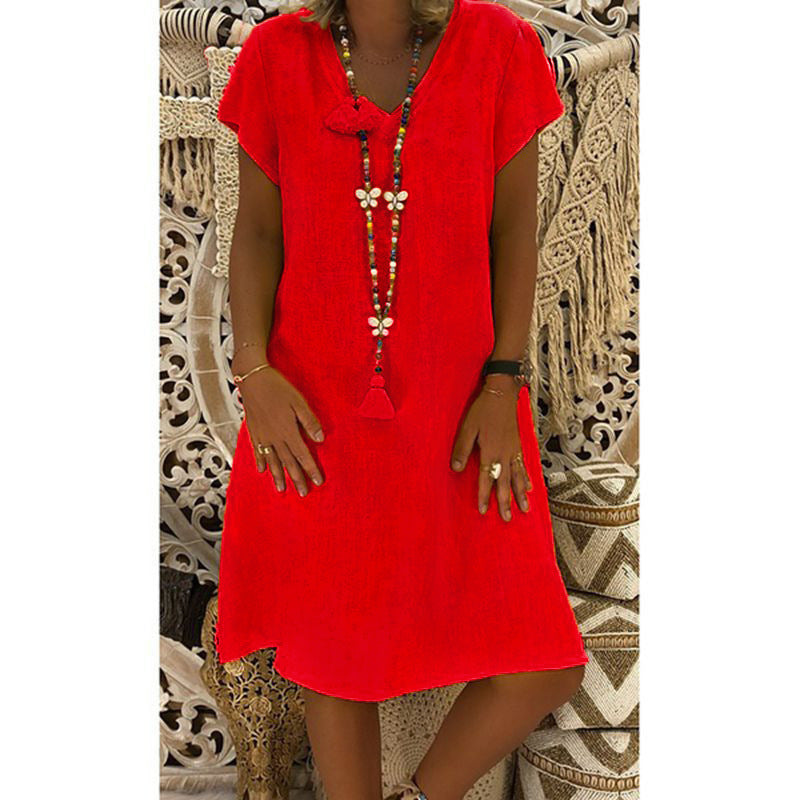 🔥2024 novo vestido midi casual com decote em V