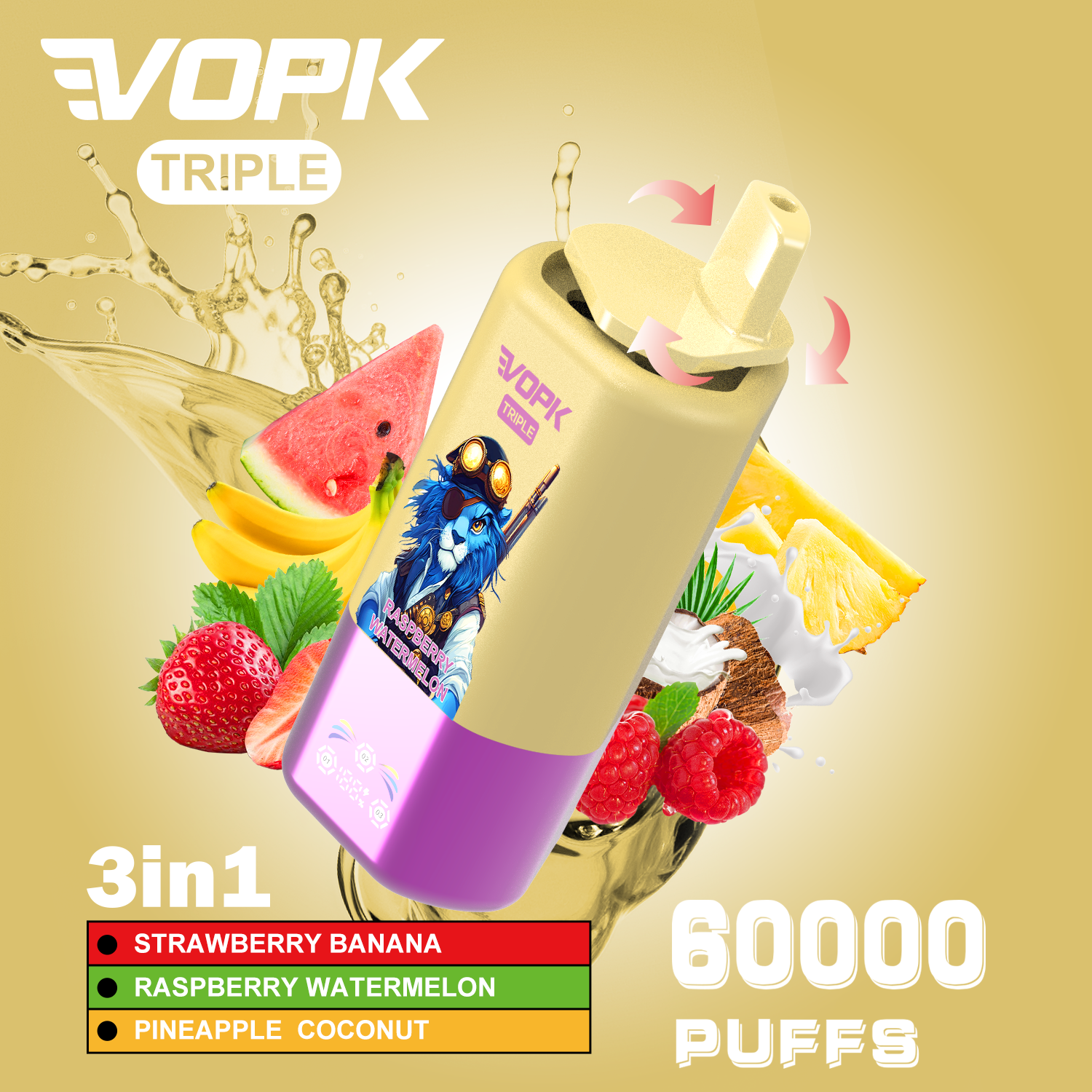 VOPK TRIPLE Triple Flavors 60000 Puffs Disposable Vape